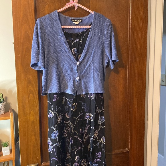 Vintage 2 piece set 😍 Sharade floral midi dress with blue cover up 😍😍😍 - Picture 3 of 17